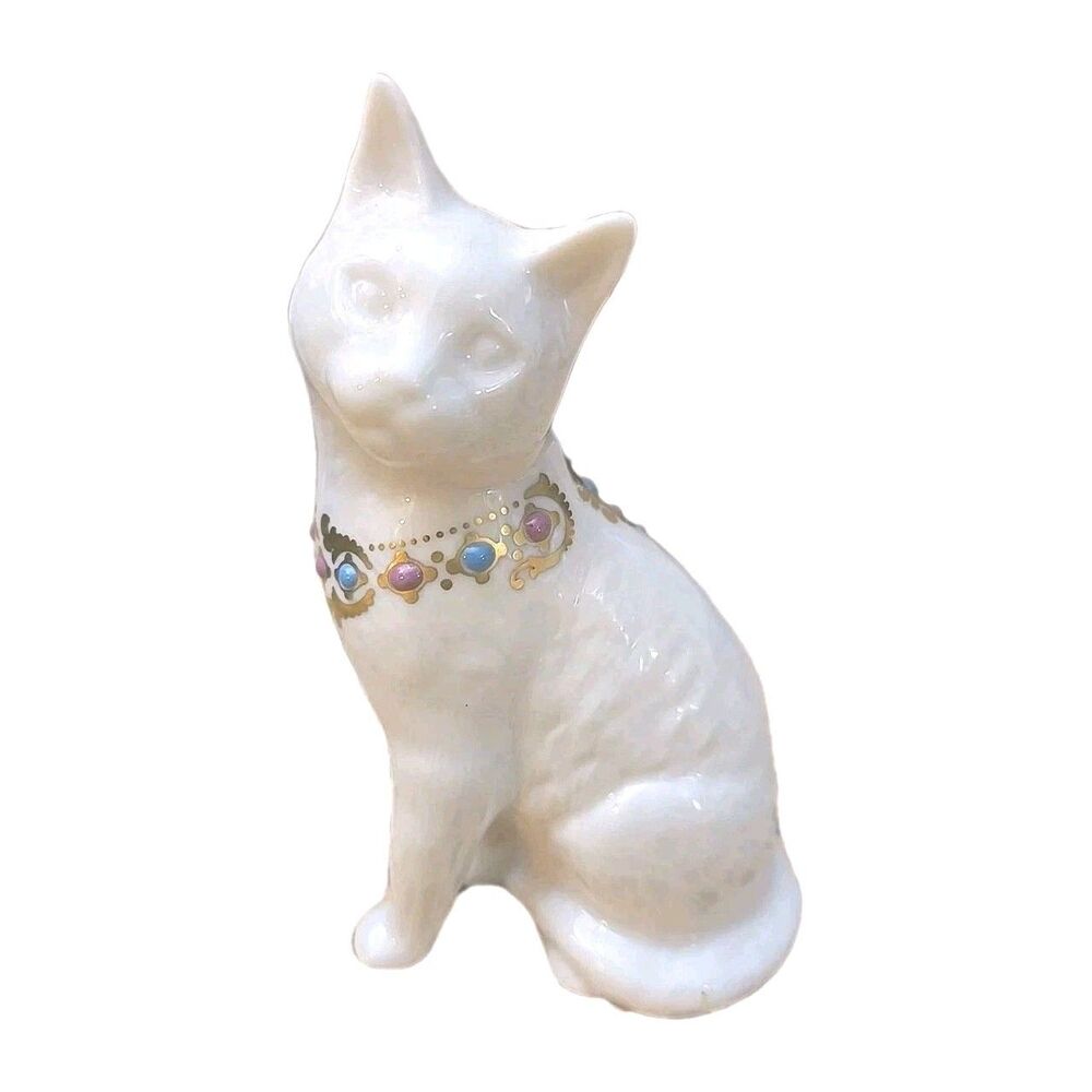 Vintage Lenox Jeweled Sitting Cat 5” Ceramic Glossy